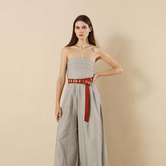 Women Leather Wide Fashion Thick Dress Belt With Gold Buckle Belt Suede Red main image 5